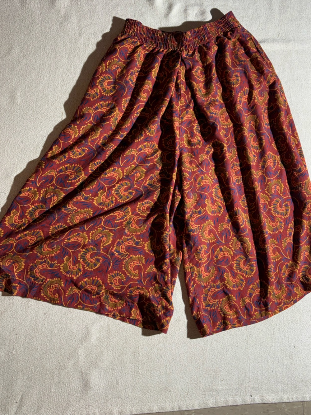 Wide-Leg Printed Palazzo Pants - Rust Paisley